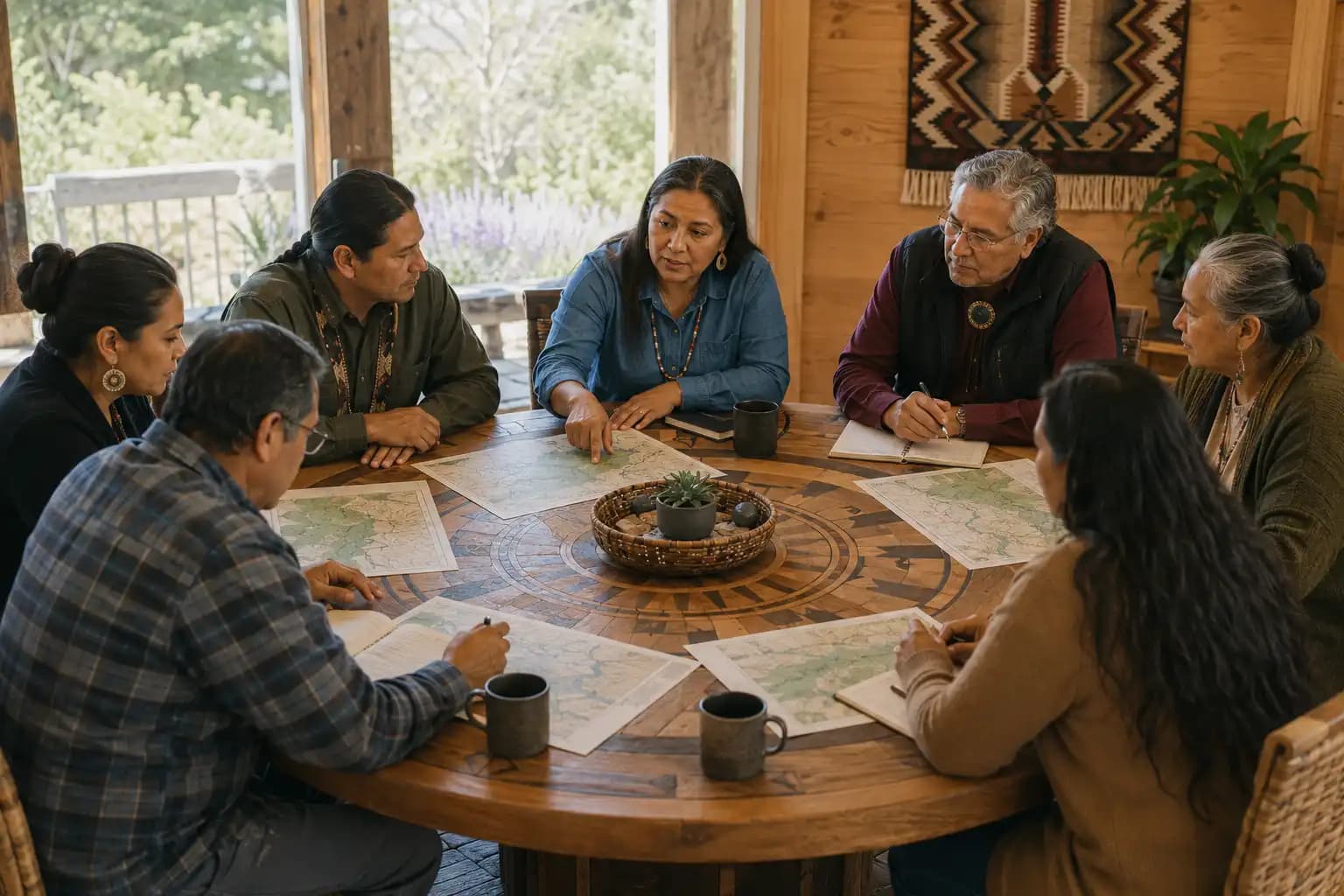 People reviewing documents together